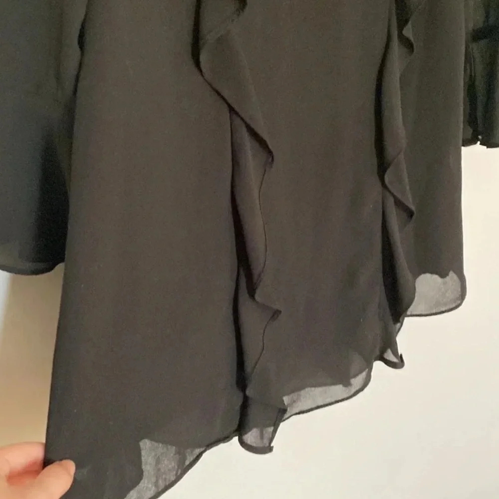 American Threads Black Long Sleeved Ruffle Dress Size Small - Picture 4 of 8